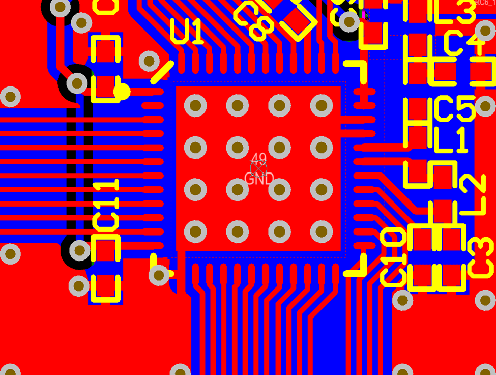 Bluetooth Low Energy Design of QFN chipset breakout showing electrical design and wireless